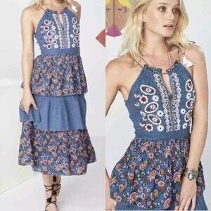 Anthropologie Kopal Izzy Embroidered Tiered Dress